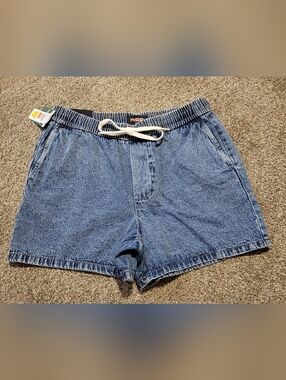 Men's Blue Denim Drawstring Shorts